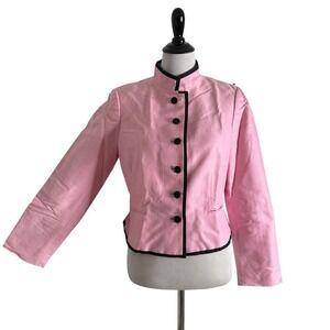 Carlisle Mandarin Collar Pink Suit Jacket Size 10 Barbie Peplum Blazer Office